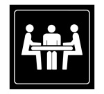 Plaque de signalétique - Pictogramme "Salle de Réunion" - Gravoply 100 x 100 mm Noir sur fond Blanc