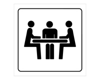 Plaque de signalétique - Pictogramme "Salle de Réunion" - Gravoply 200 x 200 mm Blanc sur fond Bleu