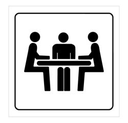 Plaque de signalétique - Pictogramme "Salle de Réunion" - Gravoply 100 x 100 mm Noir sur fond Blanc