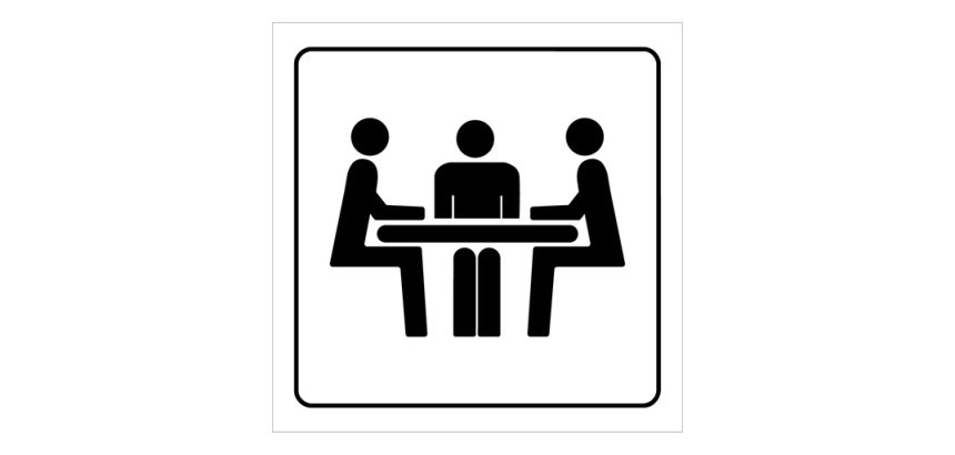 Plaque de signalétique - Pictogramme "Salle de Réunion" - Gravoply 100 x 100 mm Noir sur fond Blanc