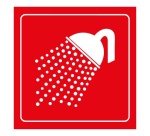 Plaque de signalétique carrée - Pictogramme Douche - Gravoply 100 x 100 mm Noir sur fond Blanc