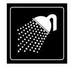 Plaque de signalétique carrée - Pictogramme Douche - Gravoply 100 x 100 mm Noir sur fond Blanc
