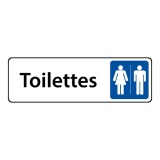 Panneau WC - Toilettes Mixtes Femme/Homme - Fixation adhésive 250 x 80 mm Argent