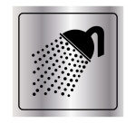 Signalétique d'information - Pictogramme Douche - Format carré 100 x 100 mm Argent