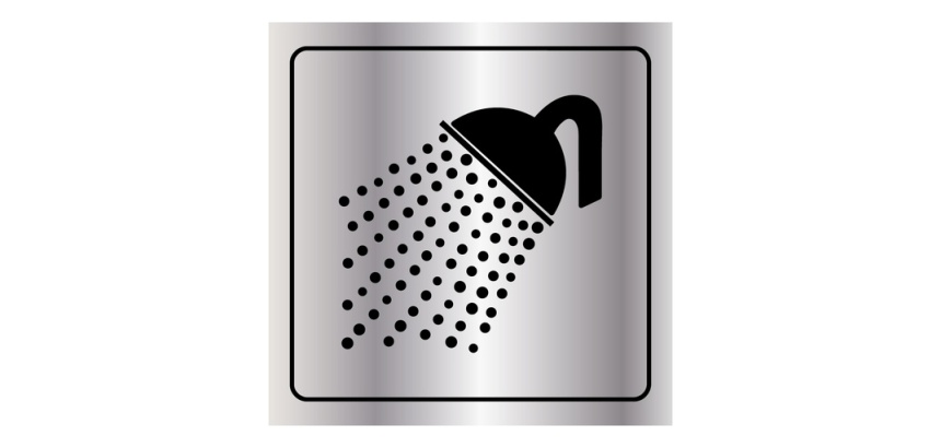 Signalétique d'information - Pictogramme Douche - Format carré 100 x 100 mm Argent