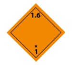 Plaque de Transport ADR - Matières et objets explosifs 1.6 100 x 100 mm Vinyle