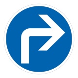 Panneau Obligation - Direction à droite - B21c2 Vinyle Souple Autocollant 200 mm