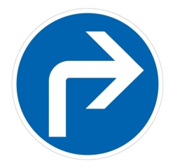 Panneau Obligation - Direction à droite - B21c2 Vinyle Souple Autocollant 200 mm