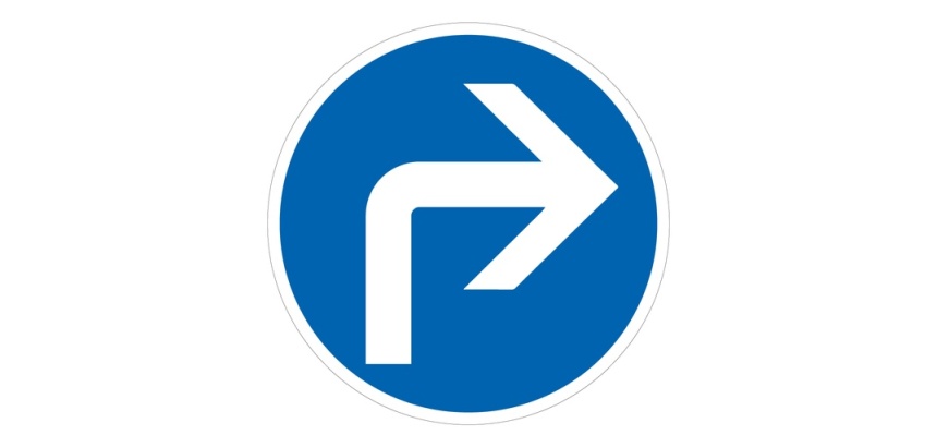 Panneau Obligation - Direction à droite - B21c2 Vinyle Souple Autocollant 200 mm
