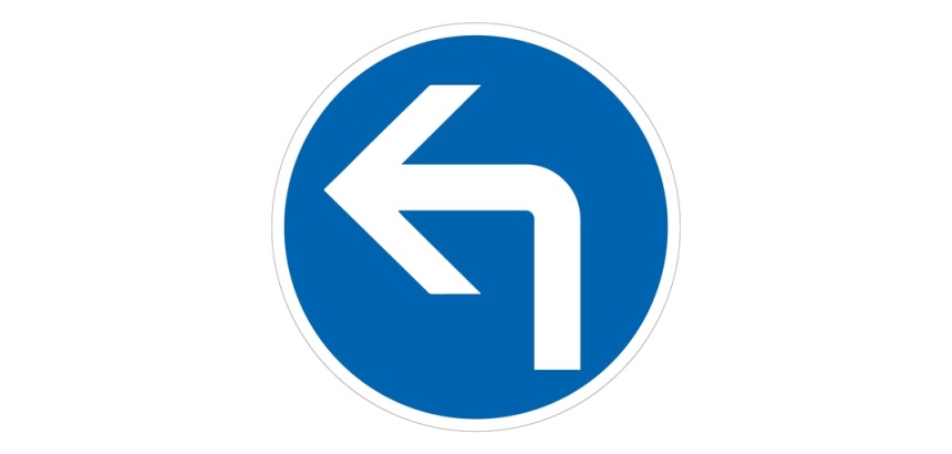 Panneau Obligation - Direction à Gauche- B21c1 Vinyle Souple Autocollant 200 mm