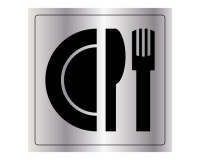 Plaque signalétique gravée - Pictogramme Restaurant - Metallex