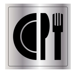 Plaque signalétique gravée - Pictogramme Restaurant - Metallex