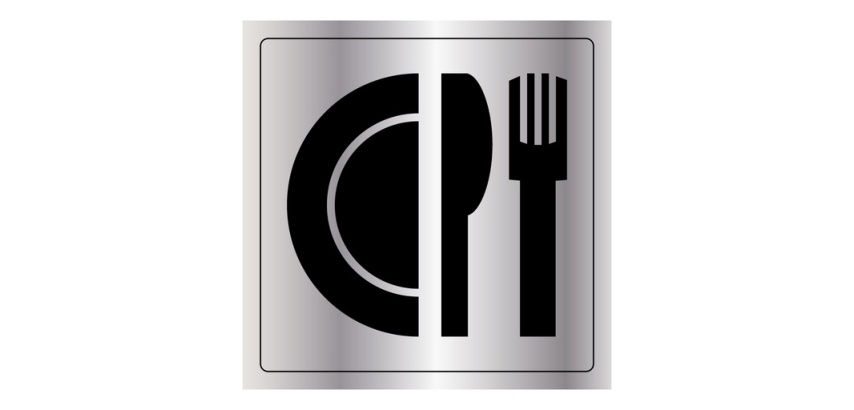 Plaque signalétique gravée - Pictogramme Restaurant - Metallex