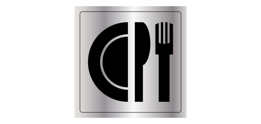 Plaque signalétique gravée - Pictogramme Restaurant - Metallex
