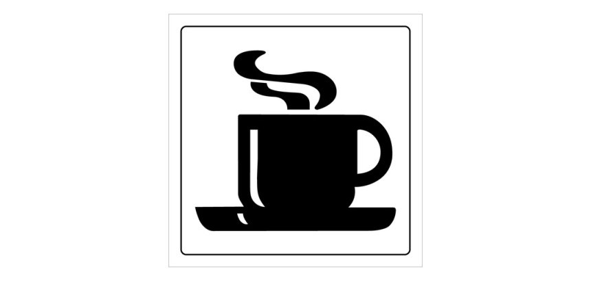 Panneau d'information - Cafétéria Tasse Chaude - Gravoply 100 x 100 mm Noir sur fond Blanc