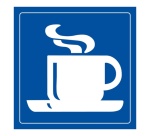 Panneau d'information - Cafétéria Tasse Chaude - Gravoply 100 x 100 mm Noir sur fond Blanc