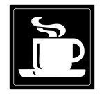 Panneau d'information - Cafétéria Tasse Chaude - Gravoply 100 x 100 mm Noir sur fond Blanc