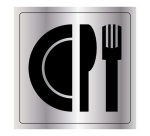 Plaque signalétique gravée - Pictogramme Restaurant - Metallex