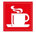 Panneau d'information - Cafétéria Tasse Chaude - Gravoply 100 x 100 mm Noir sur fond Blanc