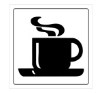 Panneau d'information - Cafétéria Tasse Chaude - Gravoply 100 x 100 mm Noir sur fond Blanc