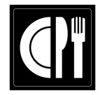 Signalétique restaurant - Pictogramme Restaurant - Gravoply 100 x 100 mm Noir sur fond Blanc