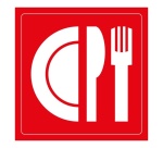 Signalétique restaurant - Pictogramme Restaurant - Gravoply 100 x 100 mm Noir sur fond Blanc