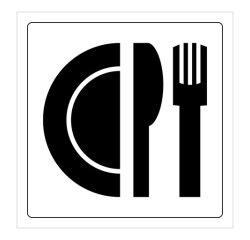 Signalétique restaurant - Pictogramme Restaurant - Gravoply 100 x 100 mm Noir sur fond Blanc