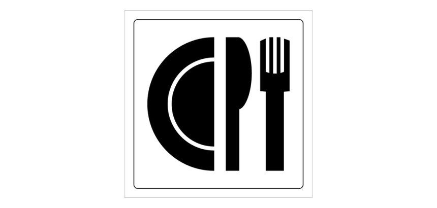 Signalétique restaurant - Pictogramme Restaurant - Gravoply 100 x 100 mm Noir sur fond Blanc