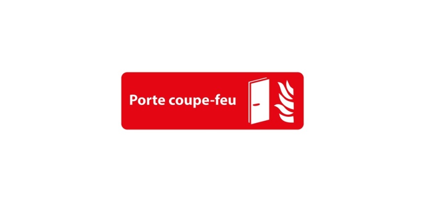 Panneau « Porte coupe-feu » adhésif | PVC 150 x 47 mm Blanc
