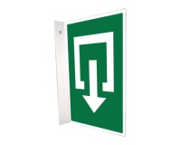 Panneau d'évacuation en drapeau - Sortie - PVC - 150 x 210 mm
