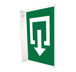 Panneau d'évacuation en drapeau - Sortie - PVC - 150 x 210 mm