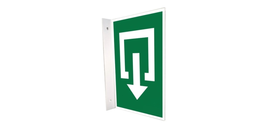 Panneau d'évacuation en drapeau - Sortie - PVC - 150 x 210 mm