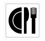 Signalétique restaurant - Pictogramme Restaurant - Gravoply 100 x 100 mm Noir sur fond Blanc