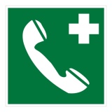 Panneau premiers secours - Téléphone d'urgence - E004 - ISO 7010 250 x 250 mm Vinyle Souple Autocollant