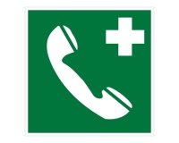 Panneau premiers secours - Téléphone d'urgence - E004 - ISO 7010 125 x 125 mm Vinyle Souple Autocollant
