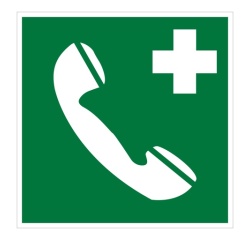 Panneau premiers secours - Téléphone d'urgence - E004 - ISO 7010 125 x 125 mm Vinyle Souple Autocollant