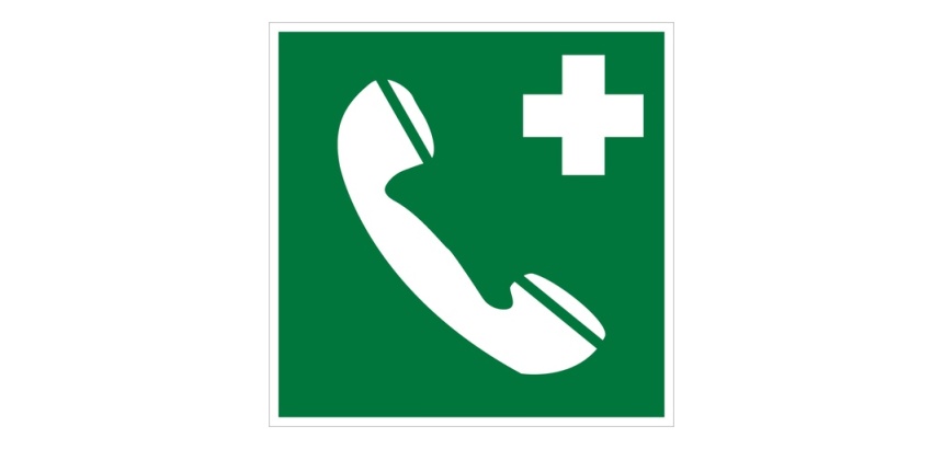 Panneau premiers secours - Téléphone d'urgence - E004 - ISO 7010 125 x 125 mm Vinyle Souple Autocollant