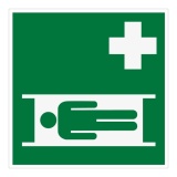 Signalétique d'évacuation E013 - Civière brancard - Norme ISO 7010 250 x 250 mm PVC 2 mm