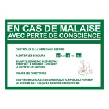Panneau - Consigne Défibrillateur en cas de malaise - ISO 7010 300 x 420 mm PVC 2 mm