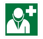 Panneau d'information - Pictogramme Médecin - E009 - ISO 7010 125 x 125 mm Vinyle Souple Autocollant