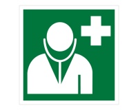Panneau d'information - Pictogramme Médecin - E009 - ISO 7010 125 x 125 mm Vinyle Souple Autocollant