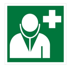Panneau d'information - Pictogramme Médecin - E009 - ISO 7010 125 x 125 mm Vinyle Souple Autocollant