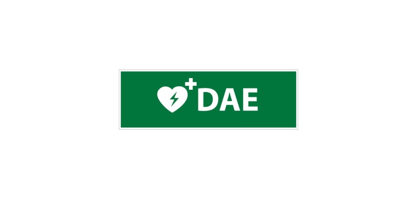 Panneau de signalisation - Pictogramme DAE - 150 x 50 mm - ISO 7010 Vinyle Souple Autocollant