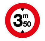 Panneau - Accès Interdit aux véhicules > 3,50m - Vinyle Vinyle Souple Autocollant 200 mm