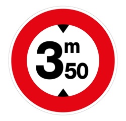 Panneau - Accès Interdit aux véhicules > 3,50m - Vinyle Vinyle Souple Autocollant 200 mm
