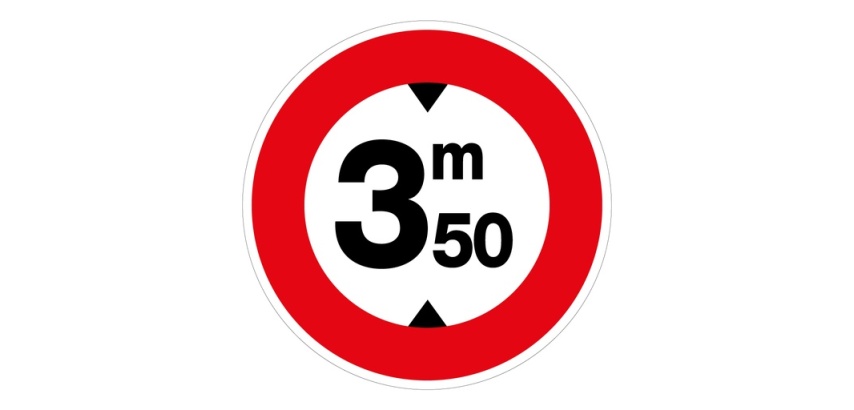 Panneau - Accès Interdit aux véhicules > 3,50m - Vinyle Vinyle Souple Autocollant 200 mm
