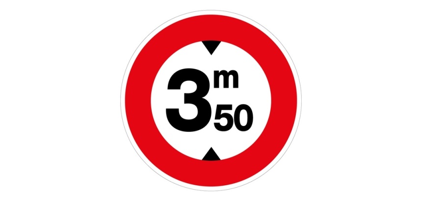 Panneau - Accès Interdit aux véhicules > 3,50m - Vinyle Vinyle Souple Autocollant 200 mm