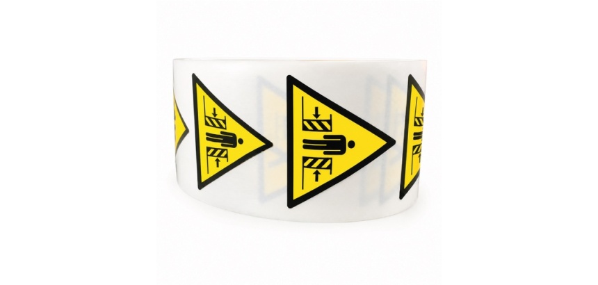 Rouleau de 250 Pictos de Danger - Ecrasement - W019 - ISO 7010 25 mm