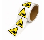 Rouleau de Pictos de Danger - Danger Écrasement des mains - W024 25 mm