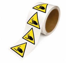 Rouleau de Pictos de Danger - Danger Écrasement des mains - W024 25 mm